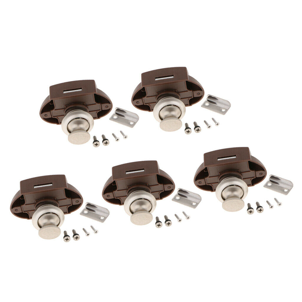5 Pieces Cabinet Lock Keyless Push Button Latch Cupboard for RV Camper Caravan -