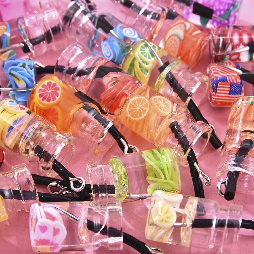 20x 25x10mm Mixed Colors Fruit Juice Glass Bottle Pendant Charm DIY Findings