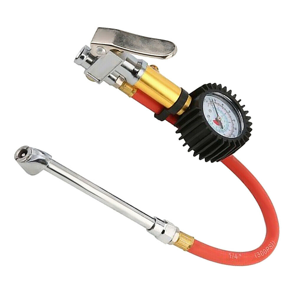 1/4'' NPT Air Line Tire Inflator and 50mm Dial Gauge Auto Truck Bike Compressor