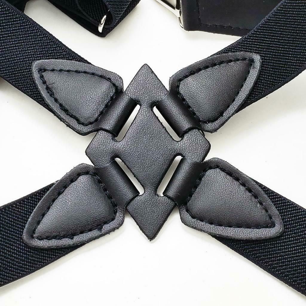 2 Mens Undergarment Suspenders X Back Side-clip Style with Premium 2 Clips