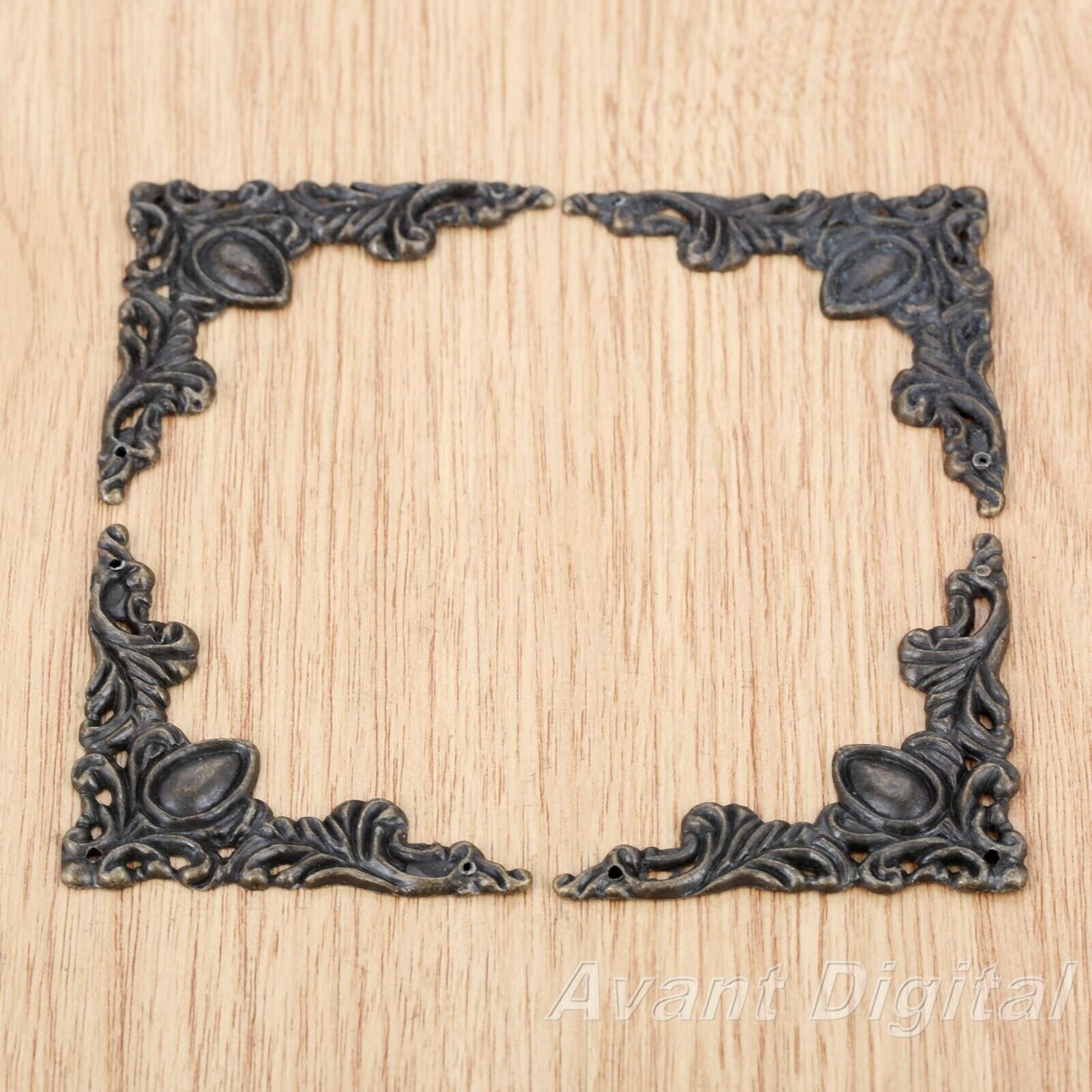 4Pcs 50mm Triangle Flower Embellishment Scrapbooking Retro Jewelry Box Protector