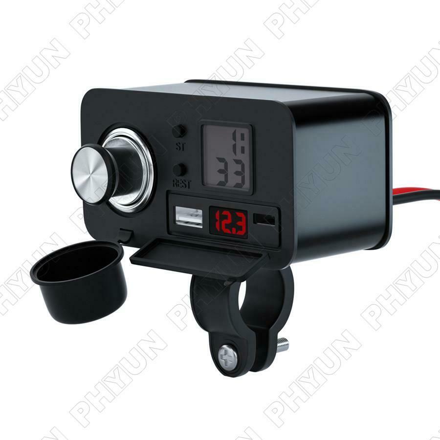 Motorcycle Cell Phone USB Charger  QC3.0 Fast Charge Cigarette Lighter Voltmeter