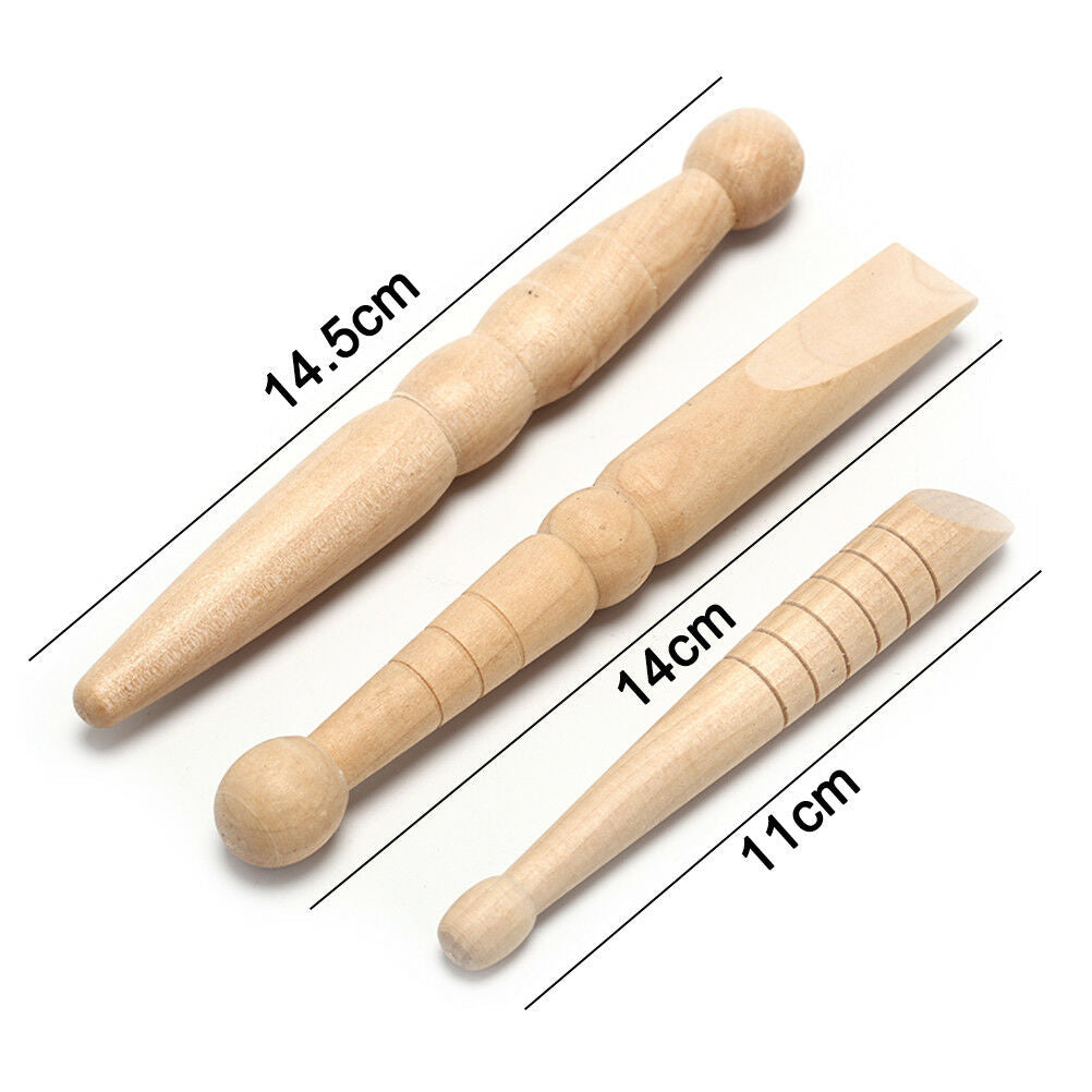 3PCS Wooden Foot Body Massage Stick Relieve Muscle Relaxing Tool Massager.l8