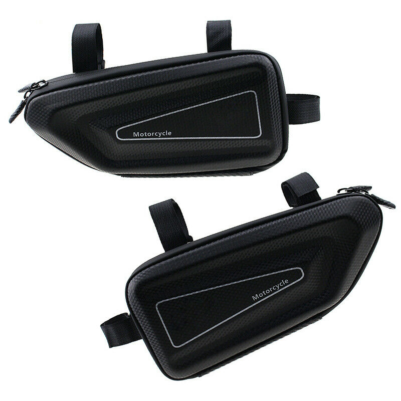2pcs Hard Shell Motorcycle Luggage Saddle Tool Side Hanging Bag Black Waterproof