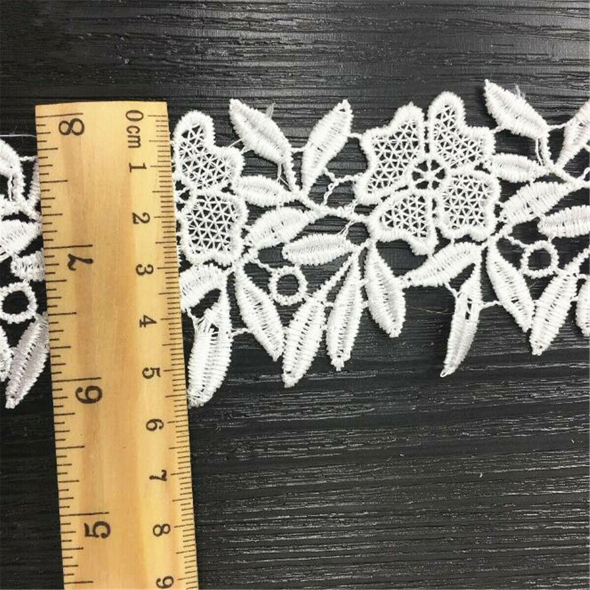 5 Yards White Flower Lace Trim Ribbon Bridal Dress Embroidered Sewing DIY Craft