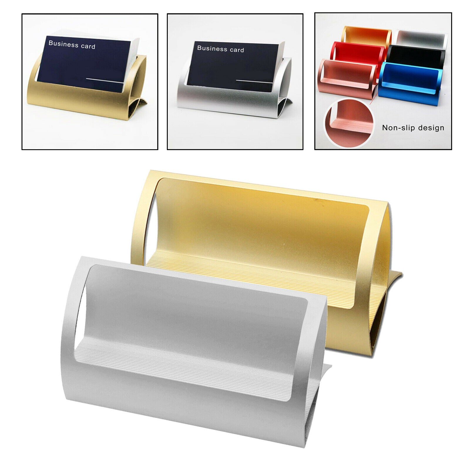 2 pieces aluminum alloy desktop Q shape business card holder for trade shows