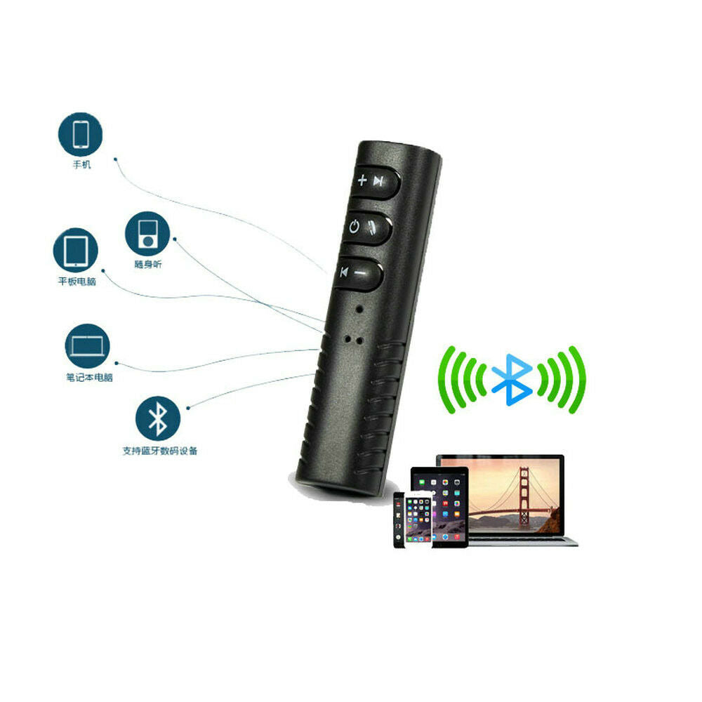 Wireless AUX Stereo Audio Music Home Car Receiver 3.5mm Adapter Mic ~