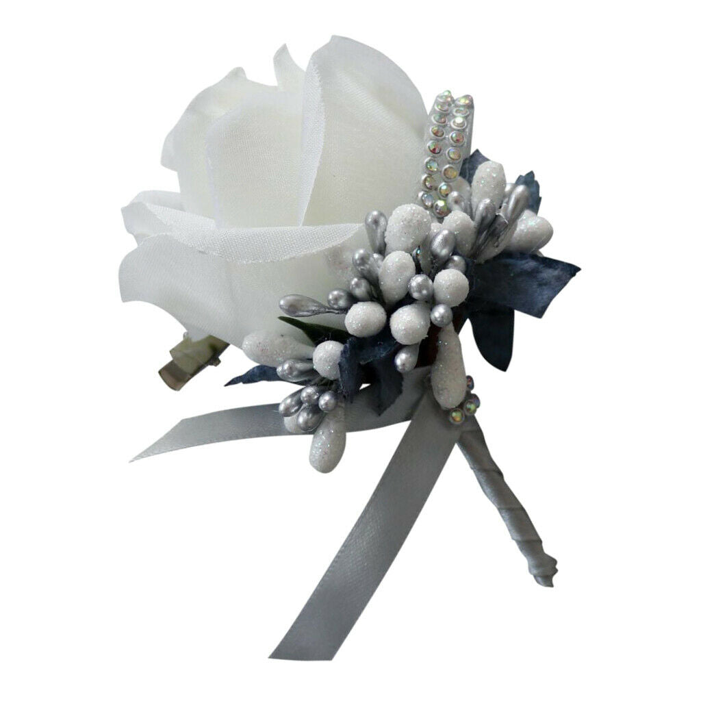 Artificial Rose Flowers Brooch Pin Suit Corsage Wedding Boutonniere Party Decor