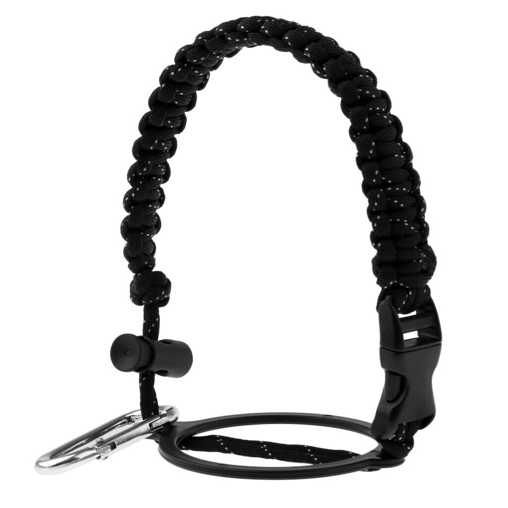 Outdoor Water Bottle Carrier Strap Cup Handle Rope with Carabiner Black