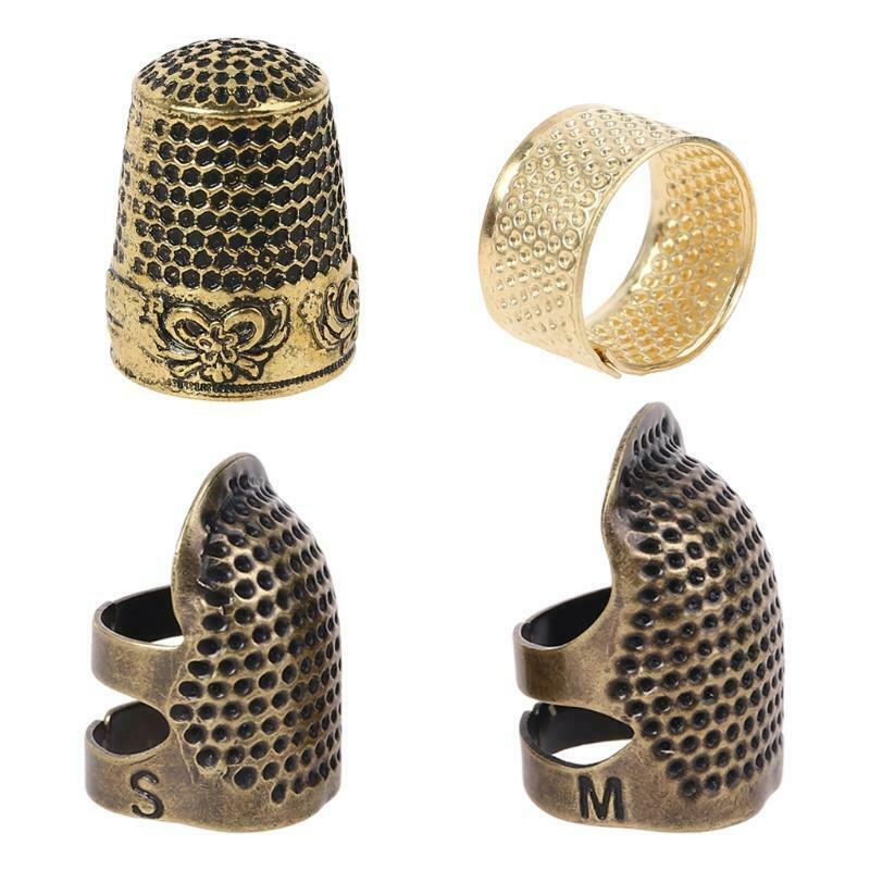 4pcs/set Finger Thimbles Metal Shield Protector Pin Needles Grip Sewing Quilting