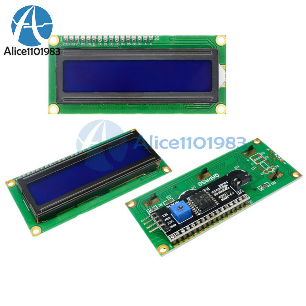 2X IIC/I2C/TWI/SPI Serial Interface1602 16X2 Character LCD Module Display Blue