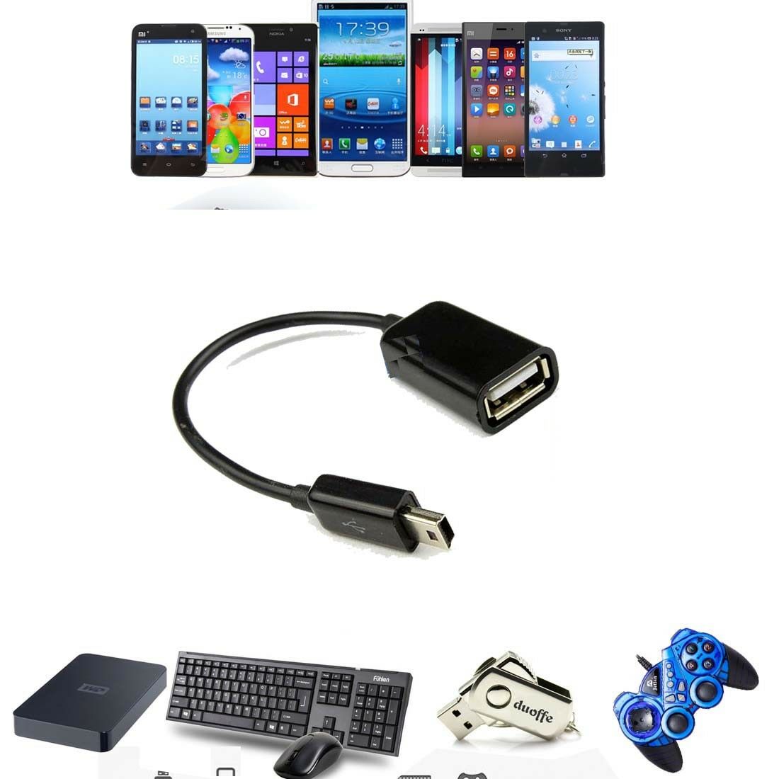 mini USB 2.0 OTG  Adaptor Adapter Cable Cord Lead For Digital Photo Frame_x9