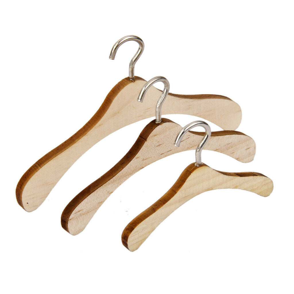 20pcs Classic Wooden Clothes Hangers Fit For 1/6 BJD SD  Bedroom Ornament