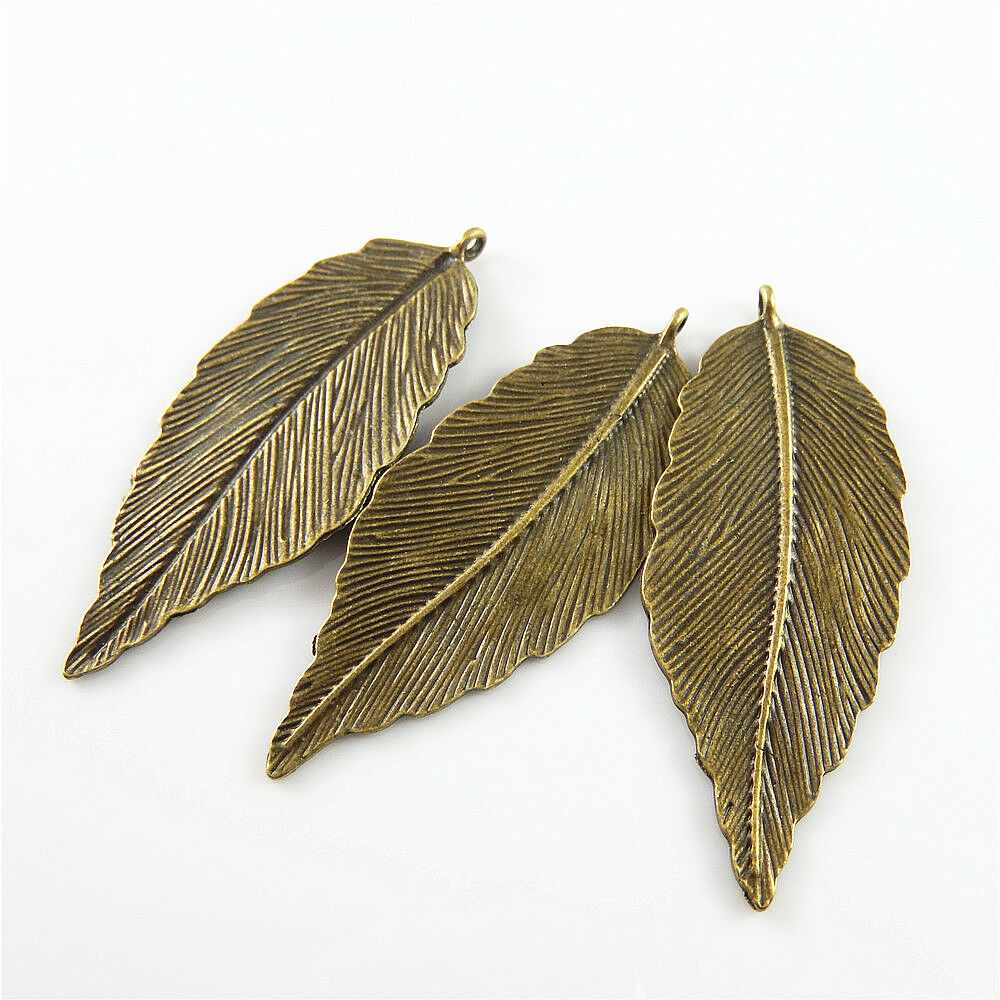 10pcs Antiqued Bronze Zinc Alloy Big Leaf Charms Pendant Crafts Jewelry Crafts