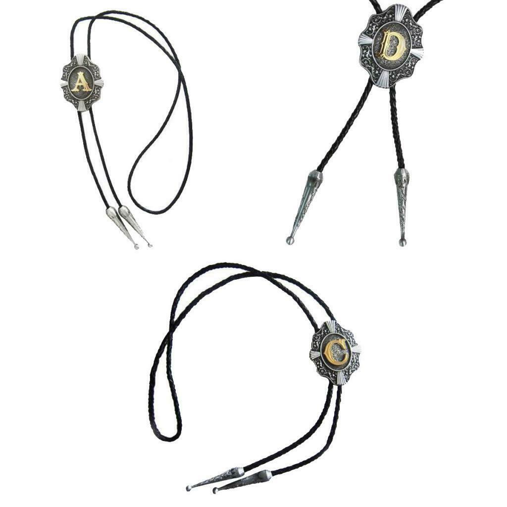 3 Pieces Initial Letter A C D Western Cowboy Rodeo Bolo Tie man Ornaments