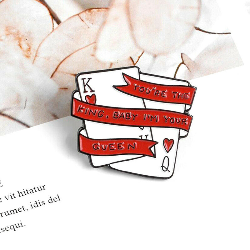 Poker King Queen Word Enamel Brooch Bag Clothes Lapel Pin Badge Jewelry G.l8