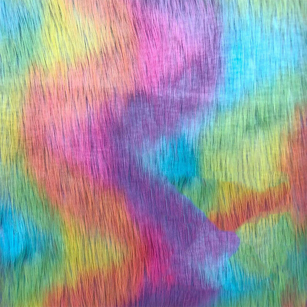 A4 Faux Fox Fur Fabric Rainbow Plush Patchwork Clothing Sewing Carpet Sofa DIY