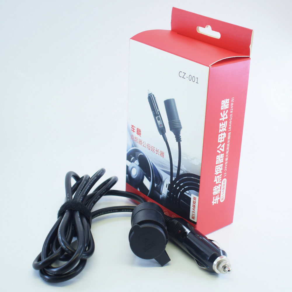 1pc 1.8M 18AWG 12V Car Cigarette Lighter Socket Male to Female Extension Cable