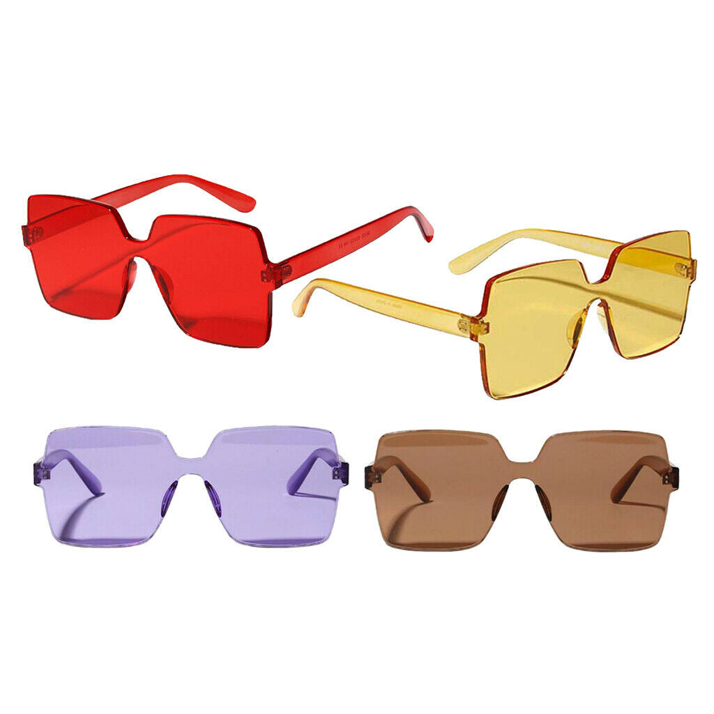 4pcs Women Mens One Piece Sunglasses Rimless UV400 Eyeglasses Party Shades