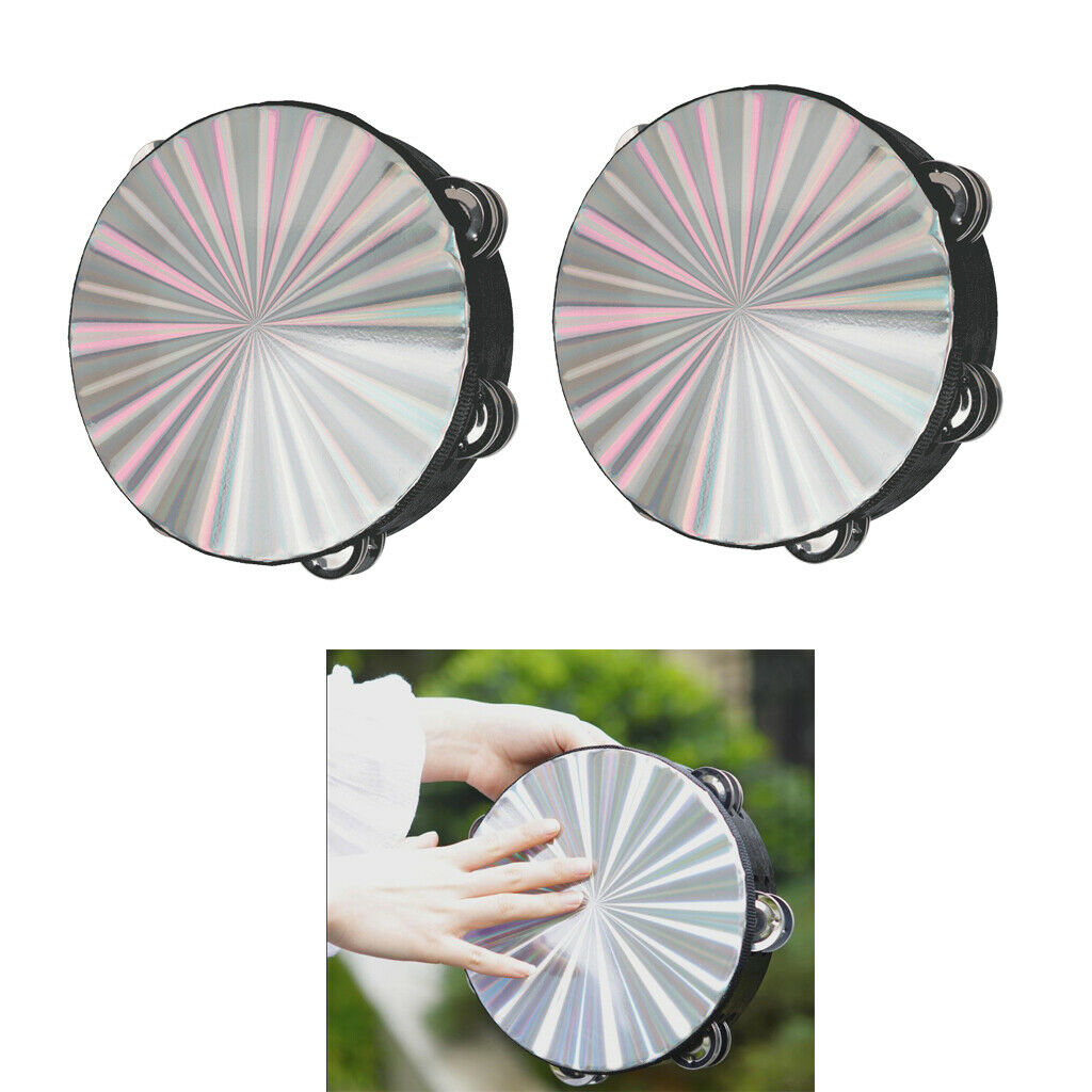 2x Double Row Jingle Tambourine Drum Percussion Instrument for Church