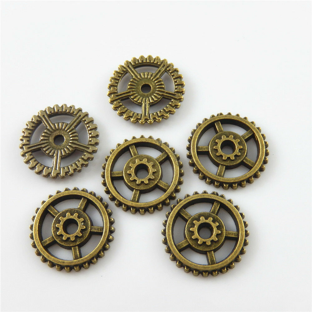 25 pcs Retro Bronze Gear Alloy Charm Steampunk Cogs For Pendant DIY Craft 18*3mm