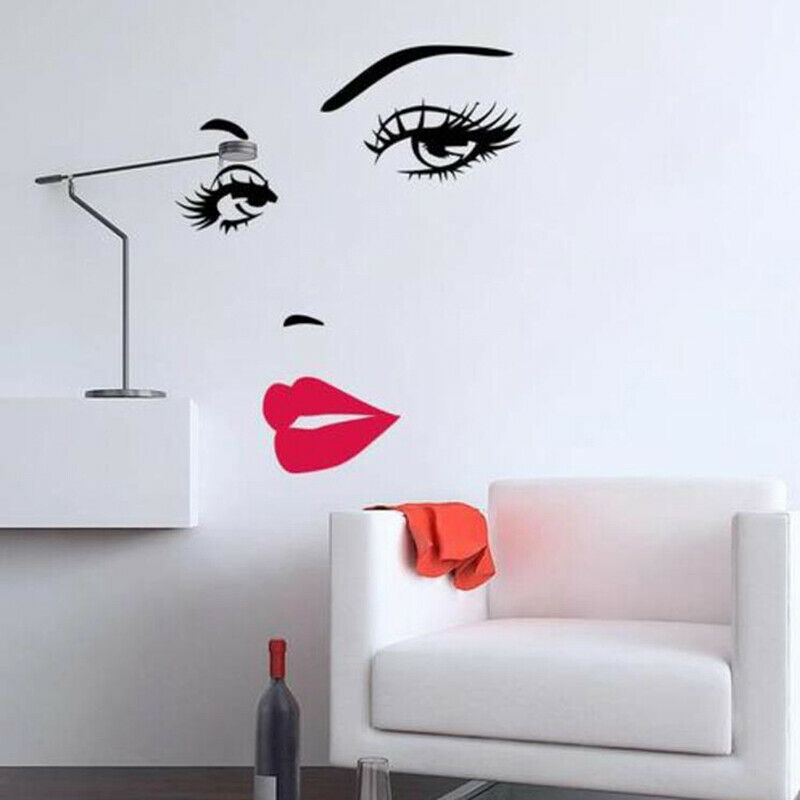 1Pcs Sexy Eyelashes Red Lips Wall Stickers Living Room Bedroom Decoration.l8