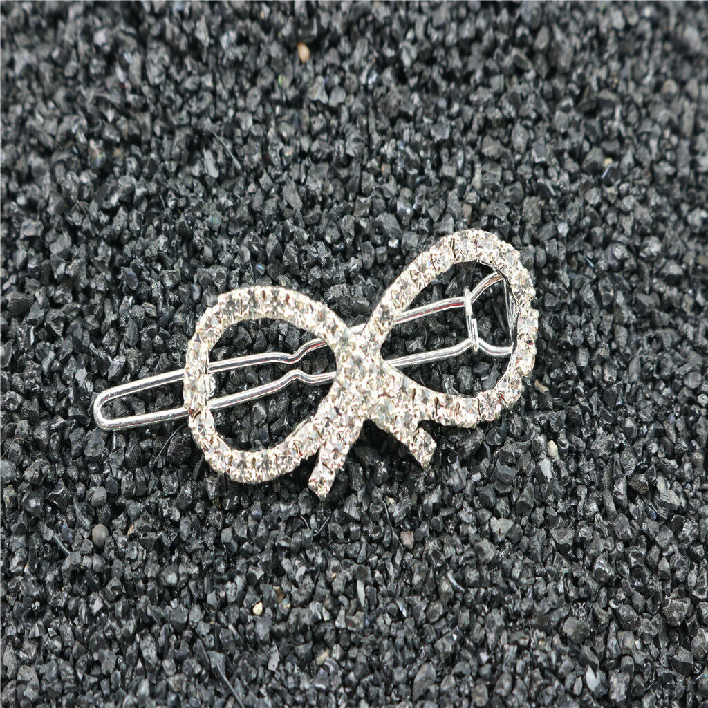 Elegant Bowknot Crystal Barrettes Hair Clip Hairpin Headpiece for Women