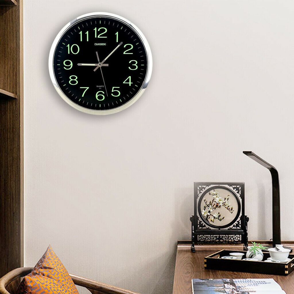 12'' Modern Large Round Luminous Wall Clock Bedroom Living Room Home Office