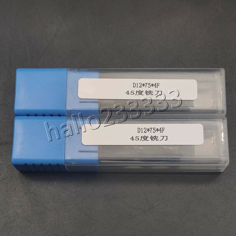 1PCS 12mm *75mm 45 Degree Cutter Router Bit Tool 4 Flutes HRC45-50 Carbide