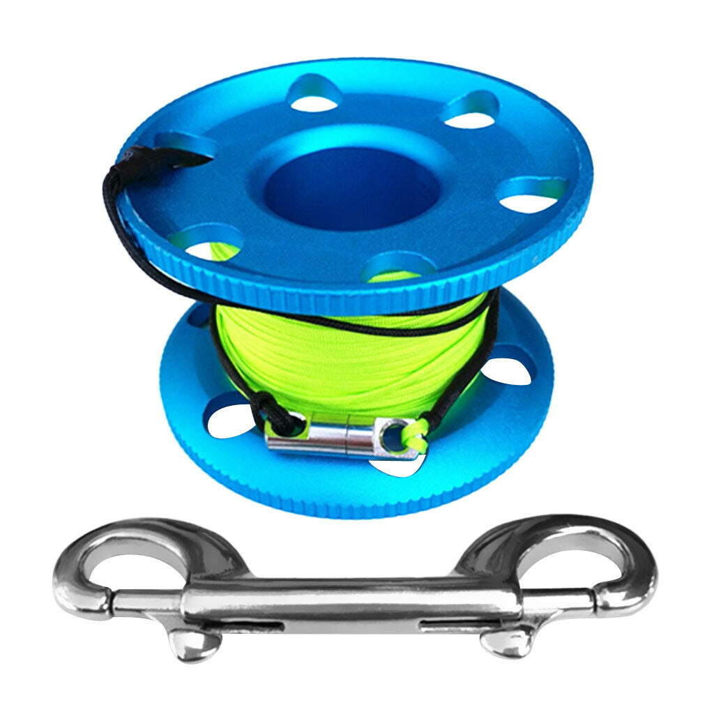 Portable Scuba Dive Finger Spool Reel with 50m Line Bolt Snap for Underwater