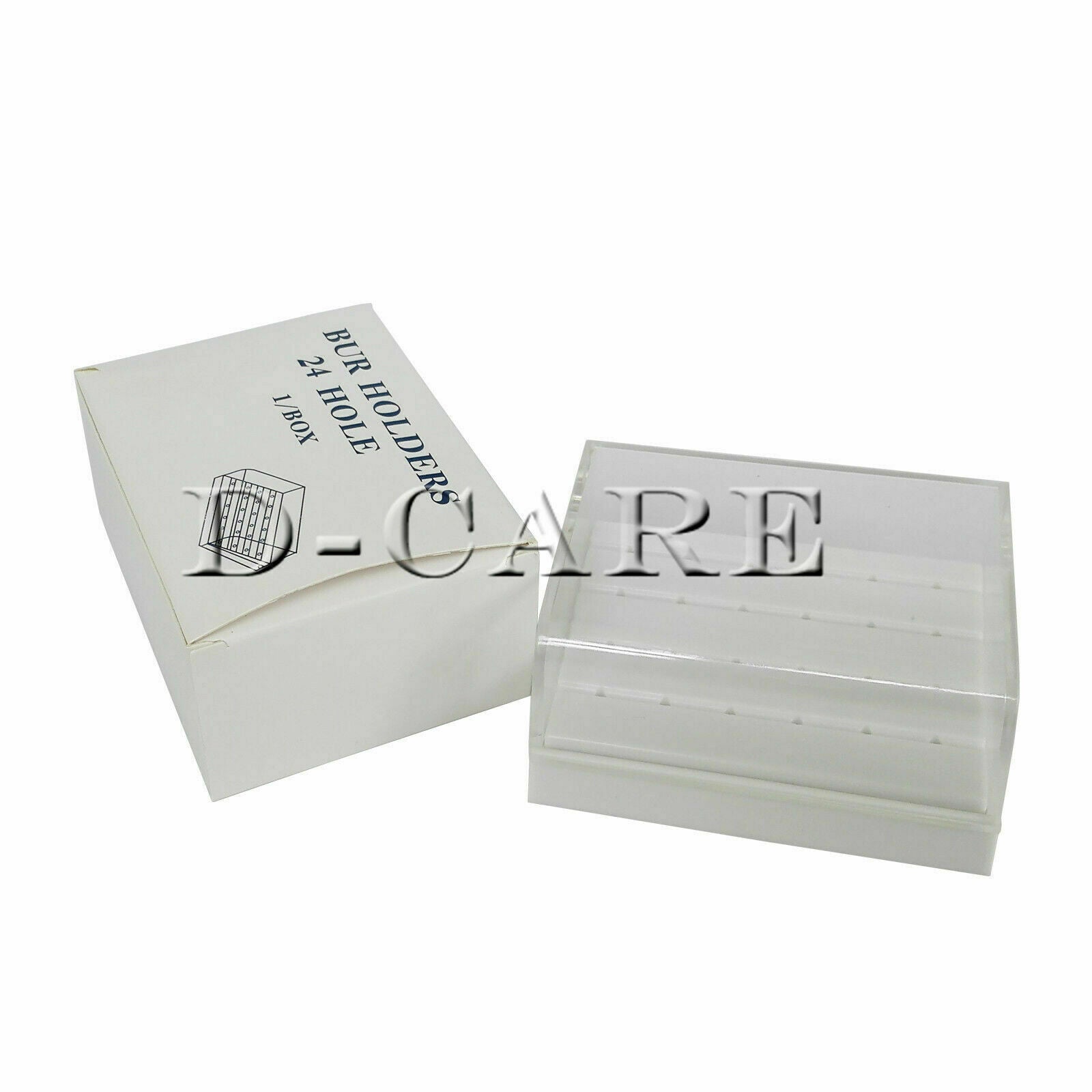 24Hole White Dental Burs Drill Holder Stand Block Disinfection Case Plastic 5pcs