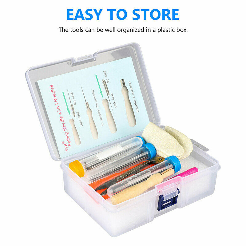 Needle Felting Starter Set Wool Felt Tools Mat DIY Hand Craft Making Suppl_DD
