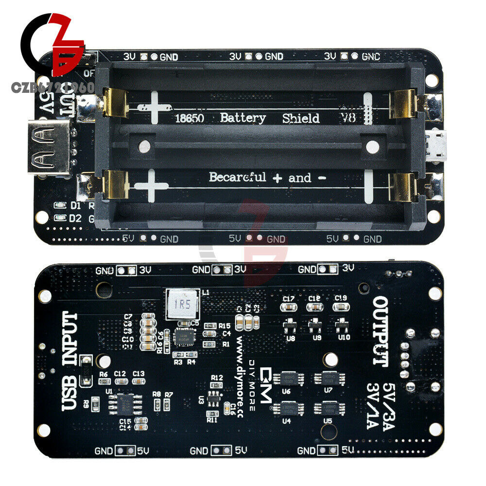 Dual Volt 3V/5V 18650 Battery Shield V8 for Arduino ESP32 WiFi ESP8266 Board
