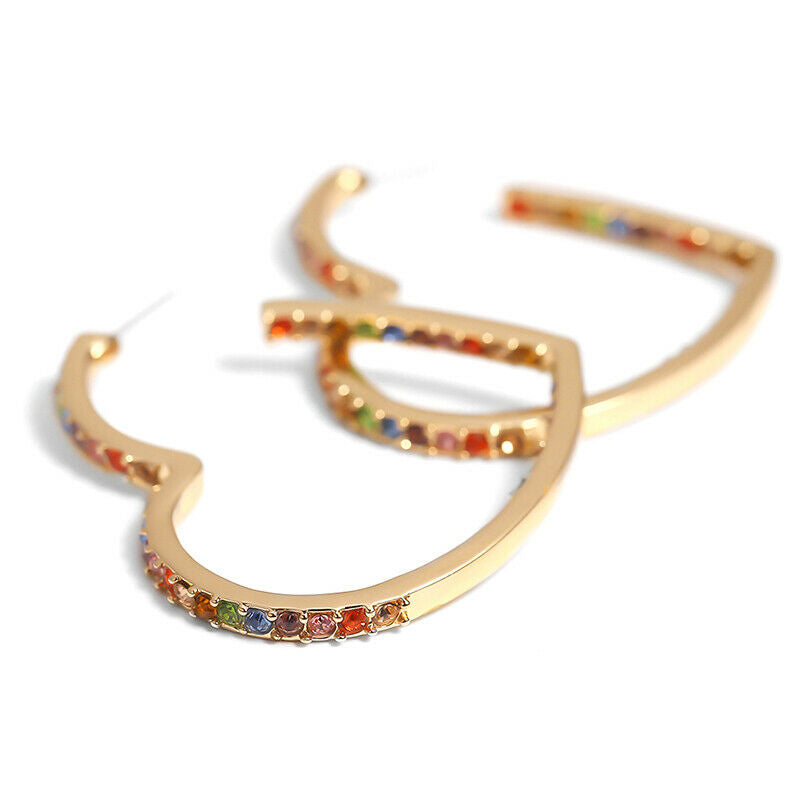 Fashion Crystal Rhinestone Heart Earrings Drop Dangle Earrings Women Jewe.l8