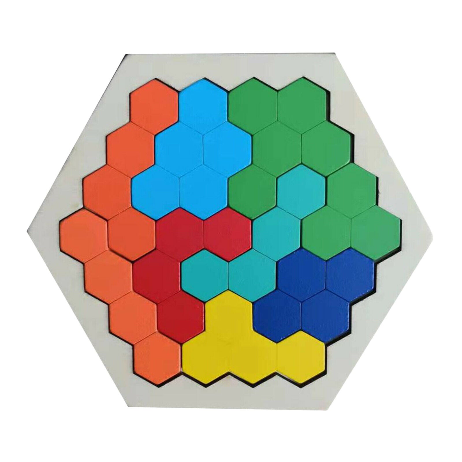 Wooden Hexagon Building Block Puzzle Jigsaw Montessori Game Gift for Kids