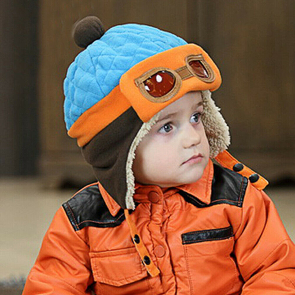 New Baby Earflap Toddler Girl Boy Kids Pilot Aviator Cap Warm Soft Beanie Hat US