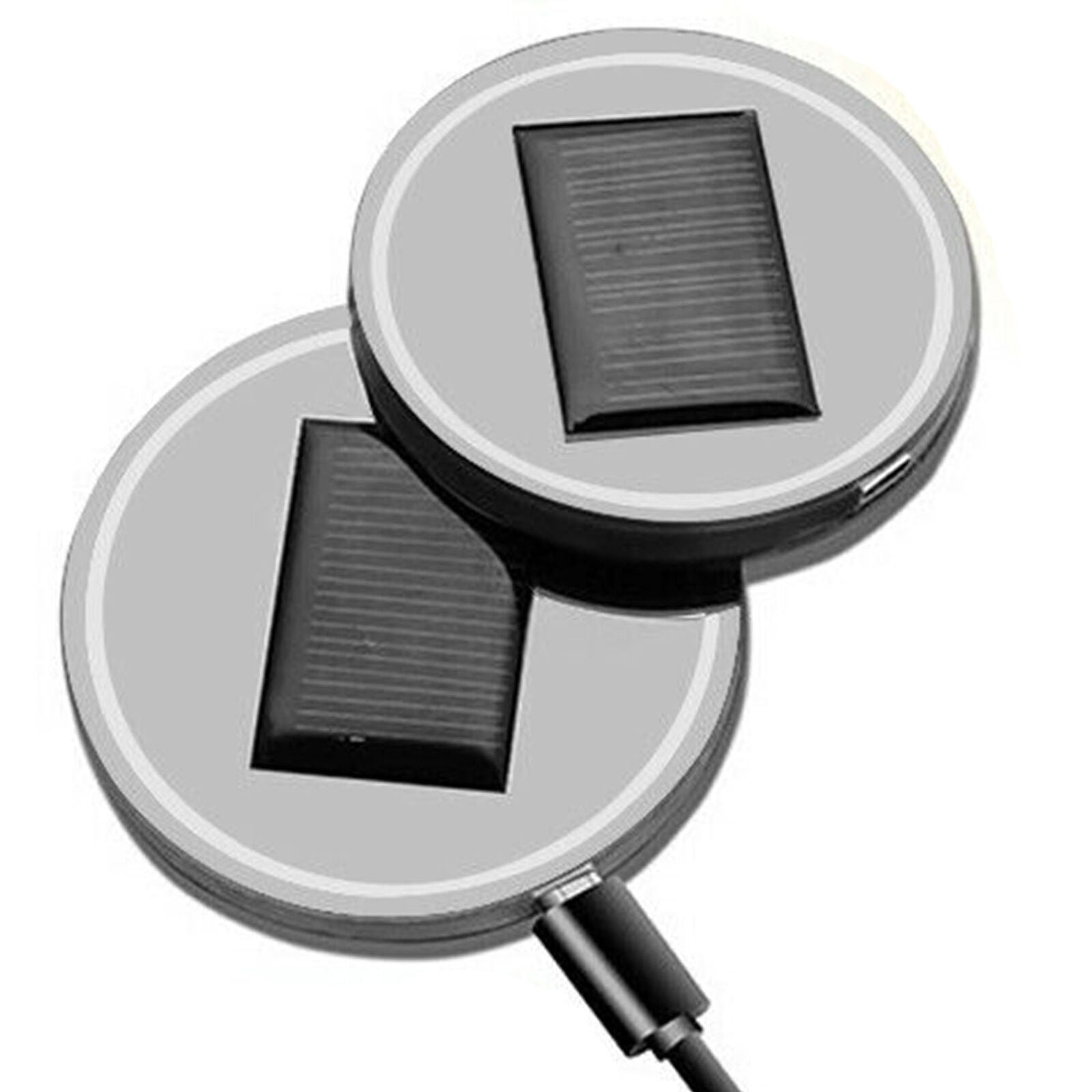 LED Car Solar Cup Holder Light Bottom Pad Mat Cover Trim Drink Coaster Lamps 1PC