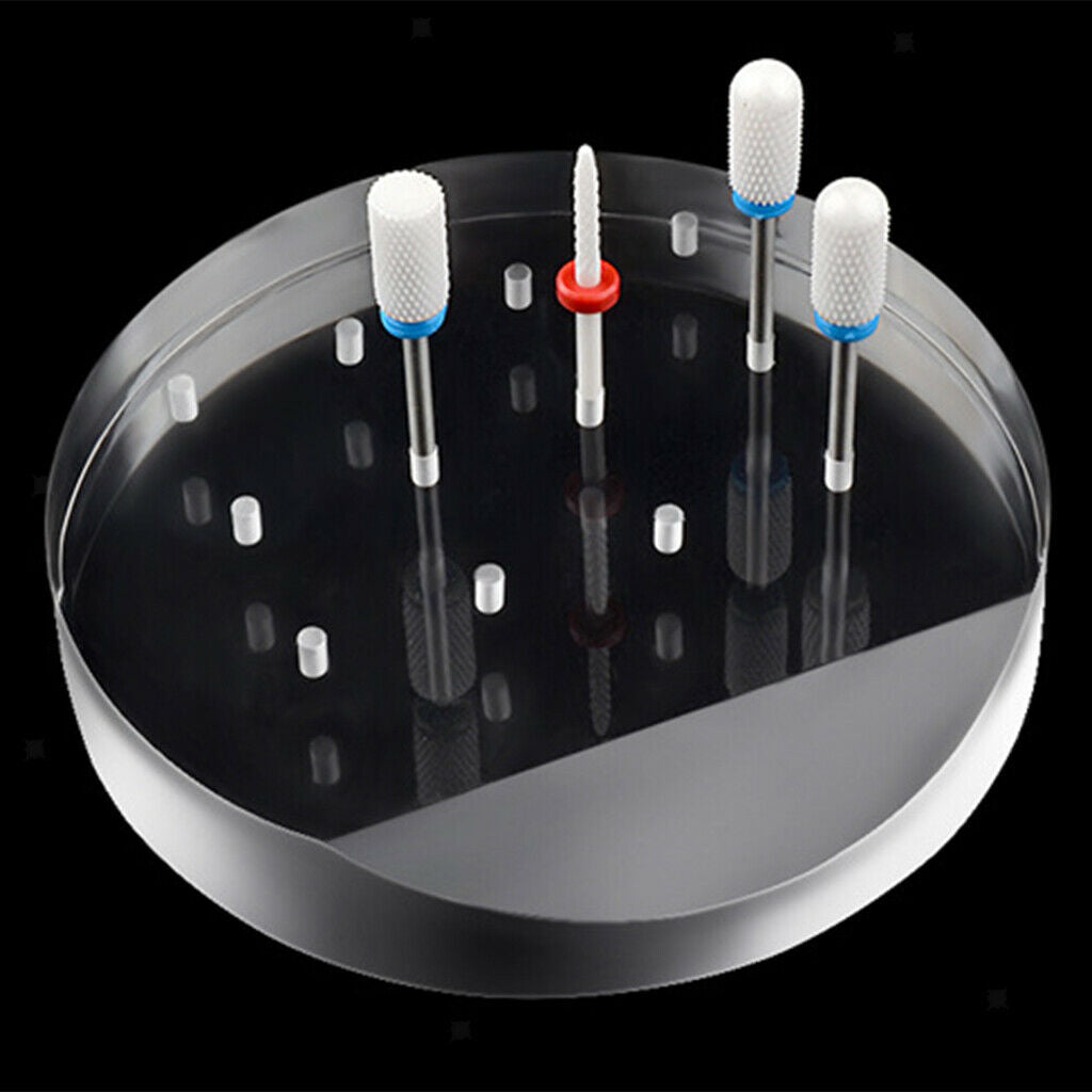 Acrylic 12 Holes Manicure Nail Drill Bit Holder Stand Storage Organizer