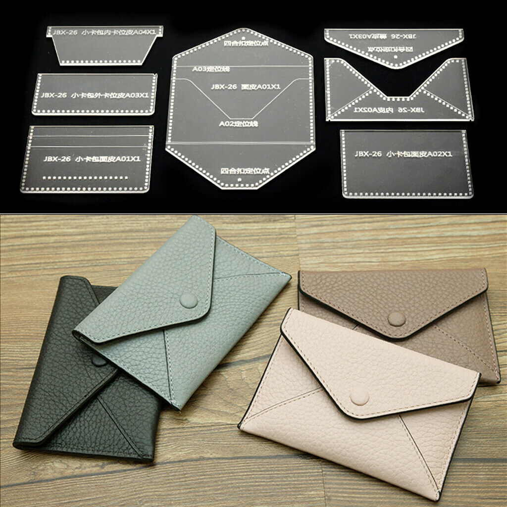 7Pcs DIY Acrylic Template Leather Stencils Art Crafts for Card Bag Making