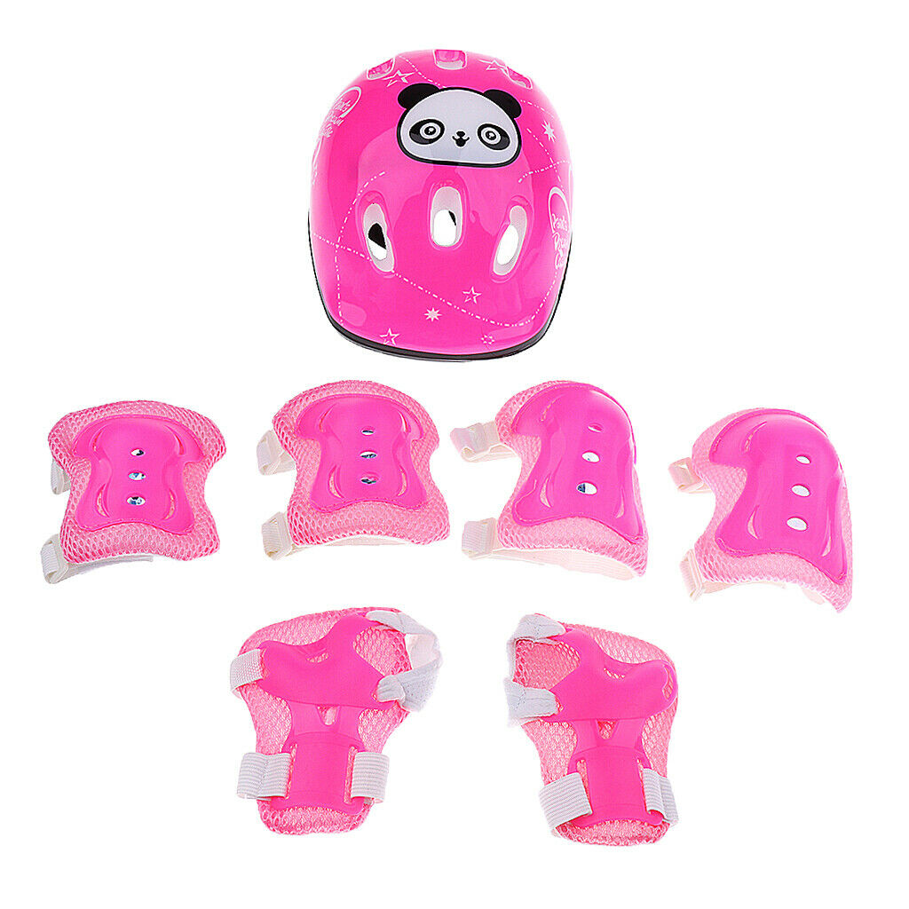 7 Pieces Kids Child Roller Skating Bicycle Helmet Wrist Guard Elbow Knee Pad