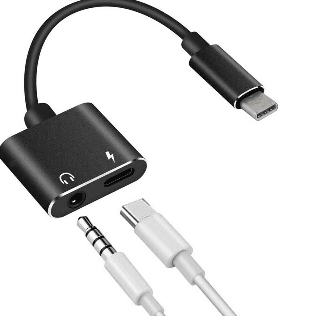 USB Type C Male to 3.5mm Female Audio Headphone   Charging Adapter