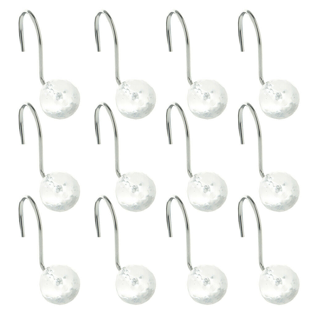 Acrylic Ball Curtain Hooks Rings Rustproof Metal Hook   for Shower Curtains /