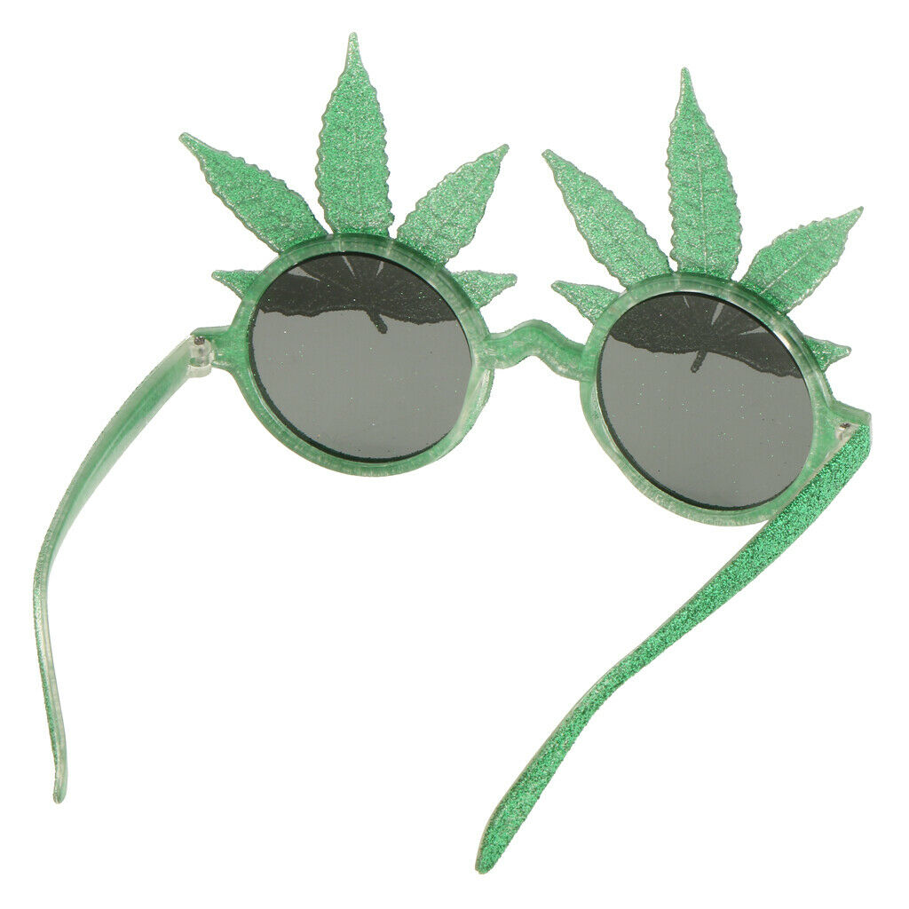 Novelty Glitter Green Maple Leaf