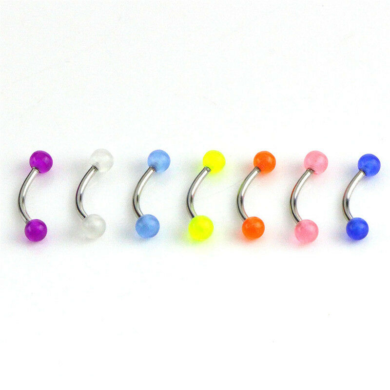 7PCS/Set Glow In The Dark Ball Barbell Eyebrow Rings Bar Tragus Piercin.l8