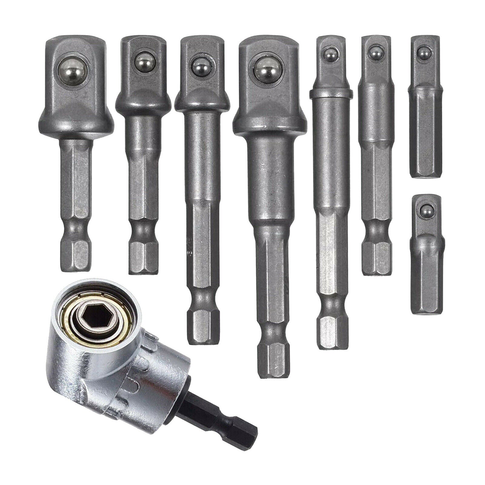 9 Pieces Socket Adapter Hex Impact Drill Bits Driver Tools Shank Attachment