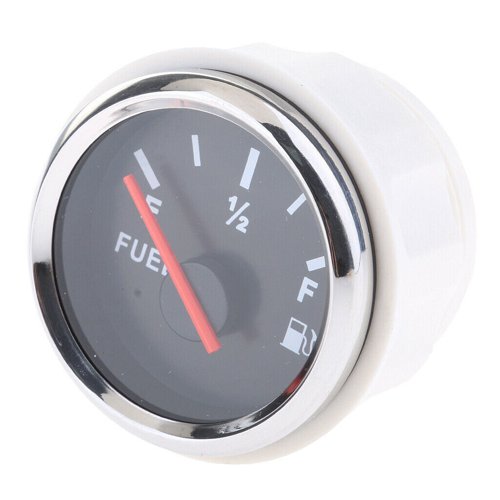 52mm Marine Boat Analog Fuel Oil Level Gauge Meter IP67 Waterproof Black