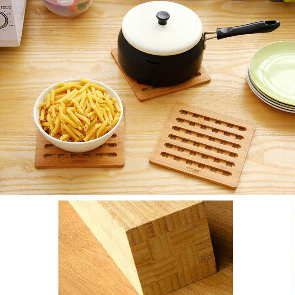 Natural Bamboo Trivet Mat Pads for Hot Pot Dishes Teapot Holders Trivet