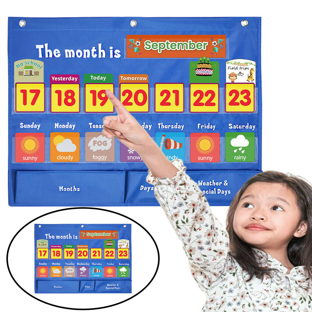 Weekly Weather Pocket Chart Early Education 98 Cards Bedroom Kids Gifts