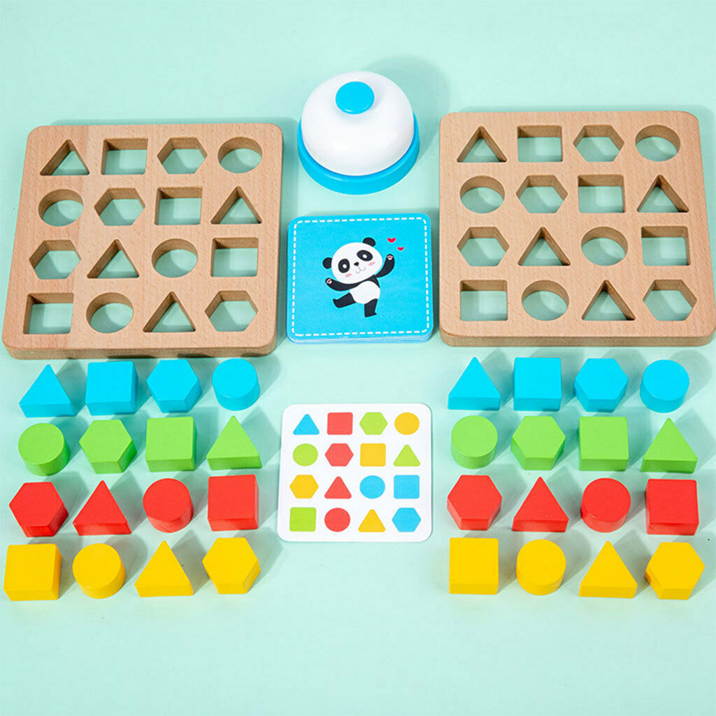 Kids Wooden Puzzle Building Blocks Colors Shapes Pairing Boys Girls Gifts