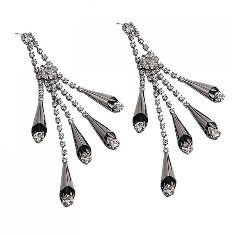 1 Pair Fashion Charm Women Lady Long Tassel All Occasions Ear Studs Black